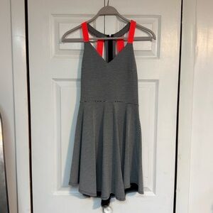 Material Girl Black and Neon Pink Strap Dress